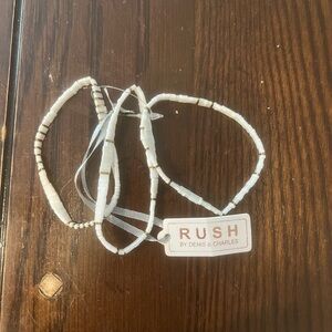 Rush by Denis & Charles Women’s Set of 3 Separate White & Gold Beaded Bracelets